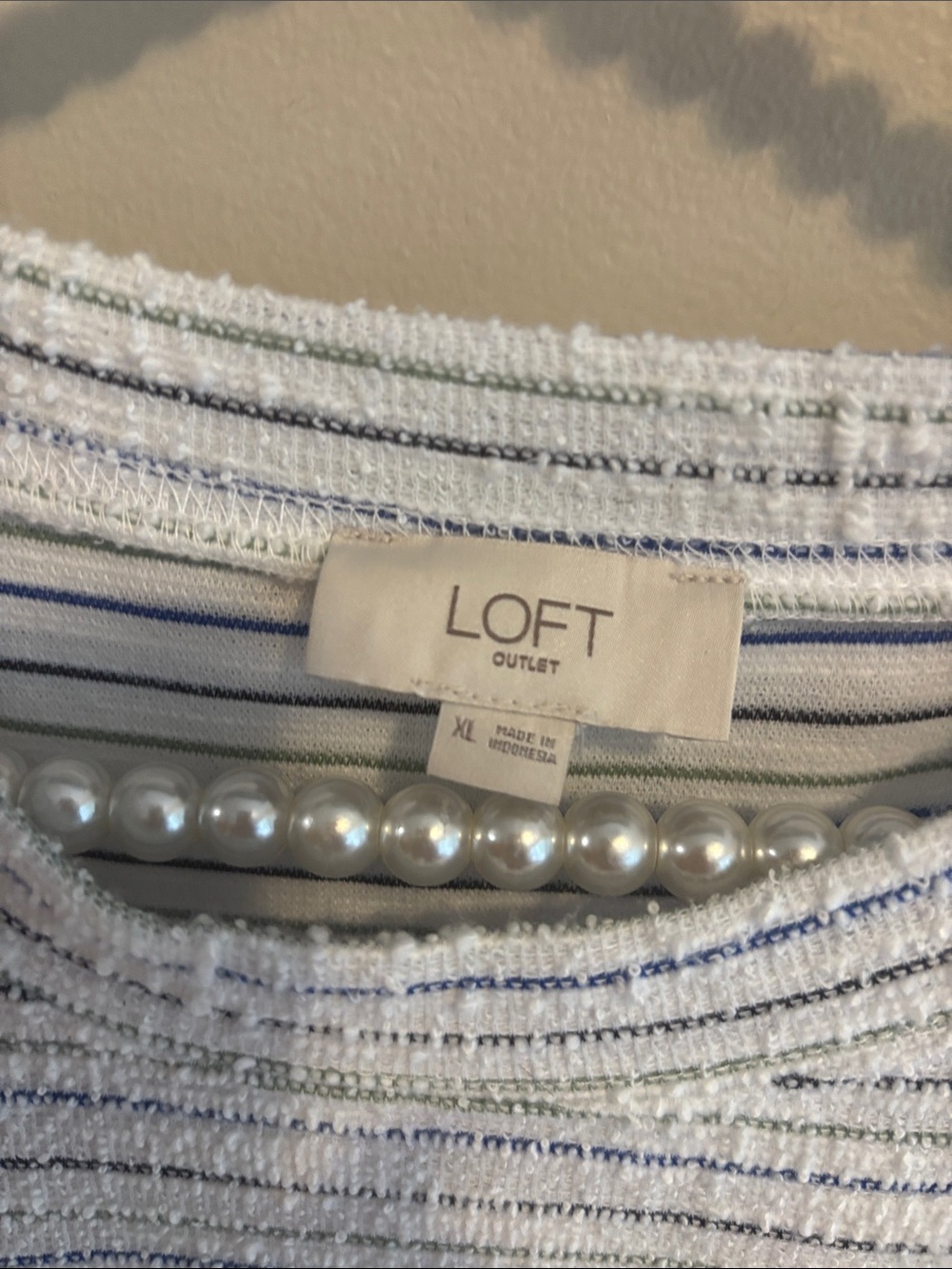 LOFT White Striped Short Sleeve Drawstring Dress size xl - Picture 4 of 6